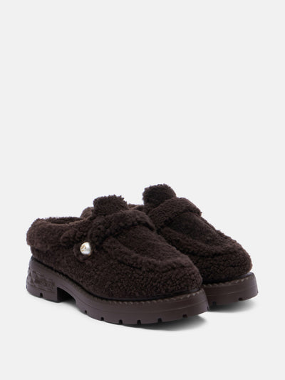 Jimmy Choo Shea shearling platform mules at Collagerie