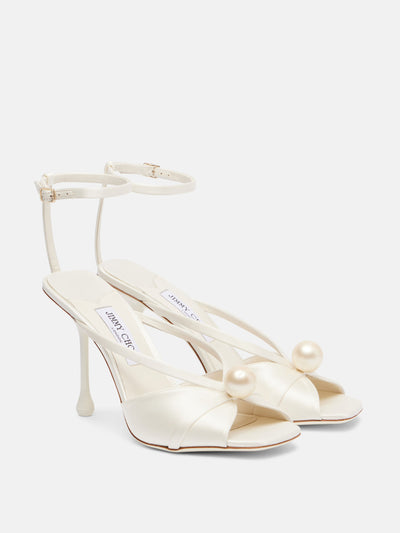 Jimmy Choo Siva 95 embellished satin sandals at Collagerie