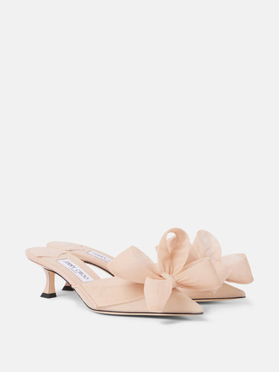 Jimmy Choo Staz 50 bow-detail mesh mules at Collagerie