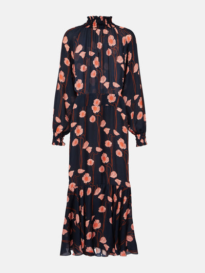 Johanna Ortiz Floral silk georgette midi dress at Collagerie