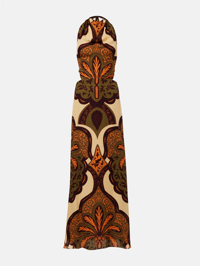 Johanna Ortiz Halterneck printed silk maxi dress at Collagerie