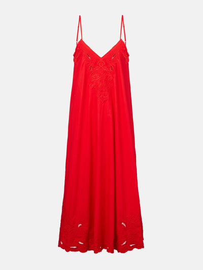 Juliet Dunn Embroidered cotton poplin midi dress at Collagerie