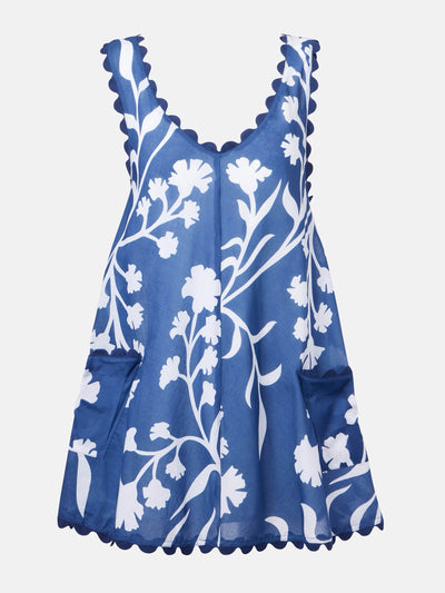 Juliet Dunn Floral scalloped cotton mini dress at Collagerie