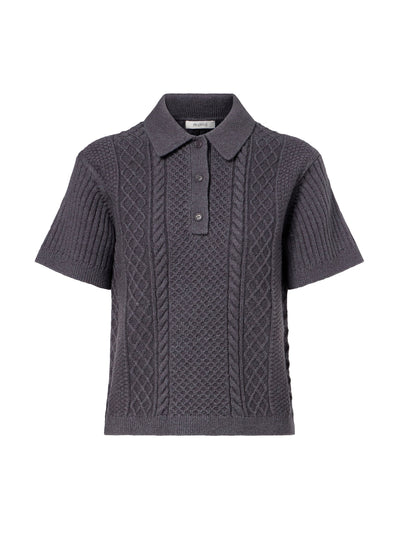 JW Anderson Cable-knit wool and cotton-blend polo shirt at Collagerie