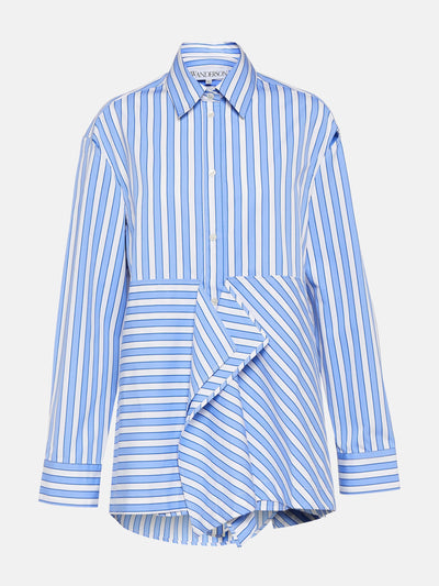 Jw Anderson Striped peplum cotton shirt at Collagerie