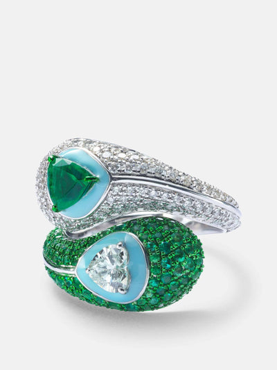 Kamyen Ying Yang 18kt white gold enamel ring at Collagerie