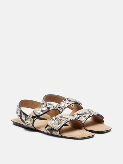 Khaite Boden snake-effect leather sandals at Collagerie