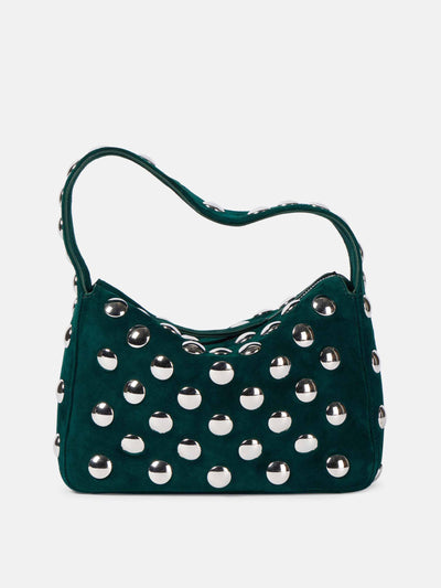 Khaite Elena Small studded suede shoulder bag at Collagerie