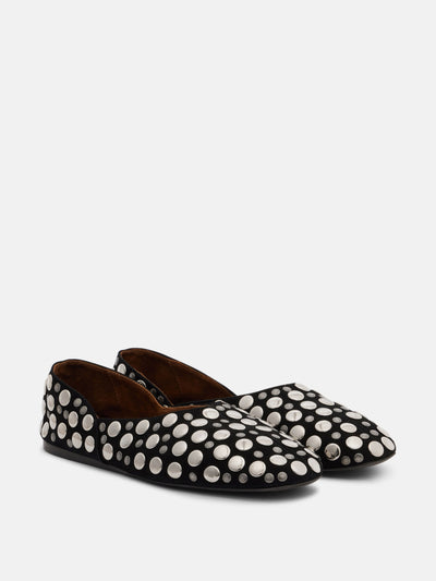 Khaite Jane studded suede ballet flats at Collagerie