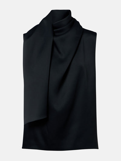 Khaite Loe scarf-detail crêpe satin top at Collagerie