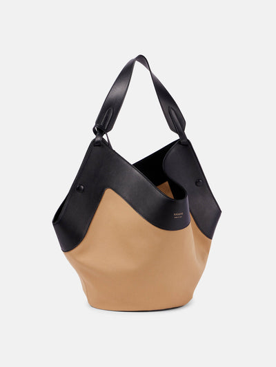 Khaite Lotus Medium canvas and leather tote bag at Collagerie