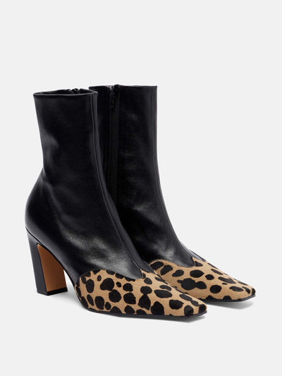 Khaite Nevada 85 calf hair and leather ankle boots at Collagerie