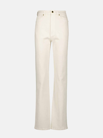Khaite Cream high rise straight jeans at Collagerie