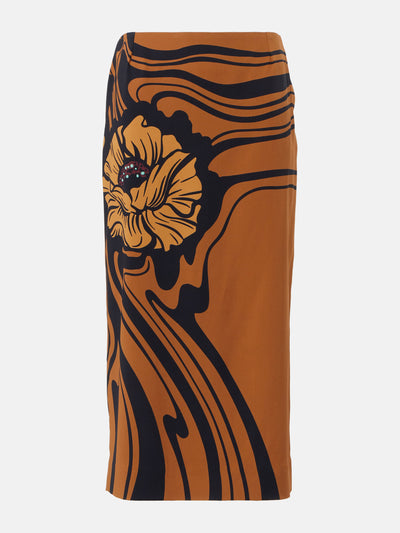 La DoubleJ Printed satin sablé pencil skirt at Collagerie