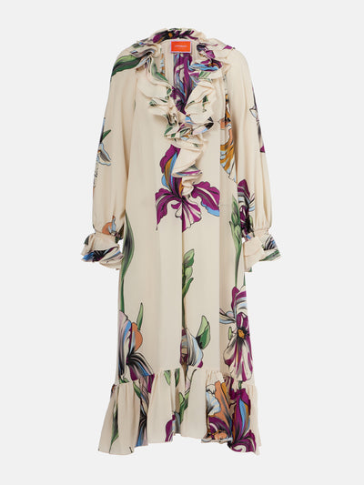 La DoubleJ Floral silk crêpe de chine midi dress at Collagerie