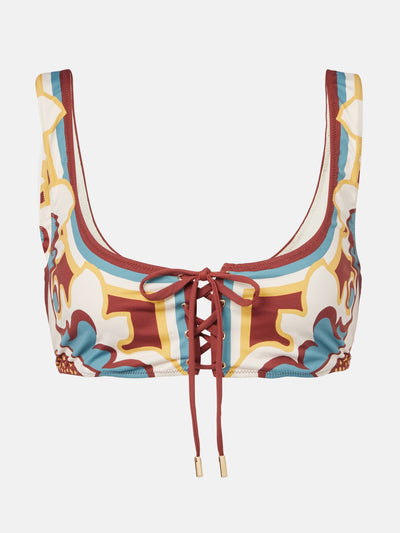 La DoubleJ Sunset floral bikini top at Collagerie