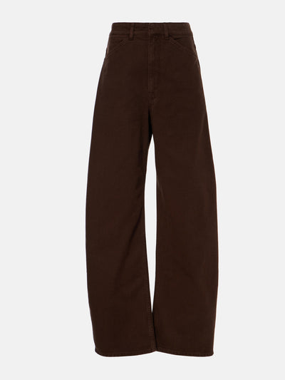 Lemaire High-rise cotton barrel-leg jeans at Collagerie