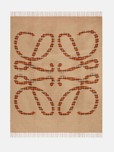 Loewe Anagram checked wool and cashmere blanket at Collagerie
