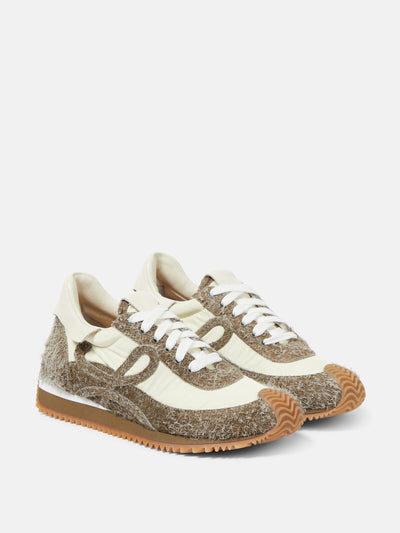 Loewe Flow Runner suede-trimmed sneakers at Collagerie