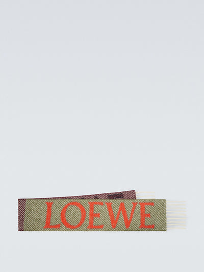 Loewe Fringed logo alpaca and wool-blend scarf at Collagerie