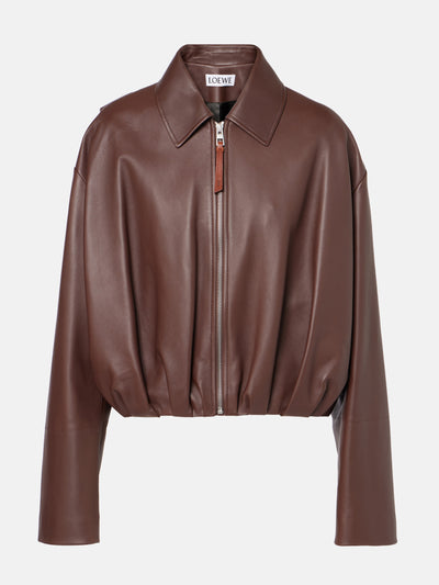 Loewe Gathered leather jacket at Collagerie