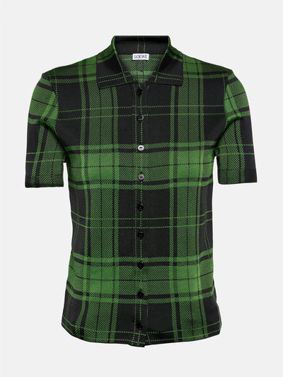 Loewe Checked silk-blend polo shirt at Collagerie