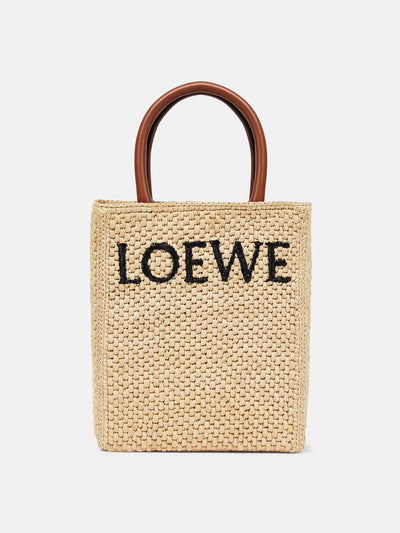 Loewe Leather-trimmed raffia tote bag at Collagerie