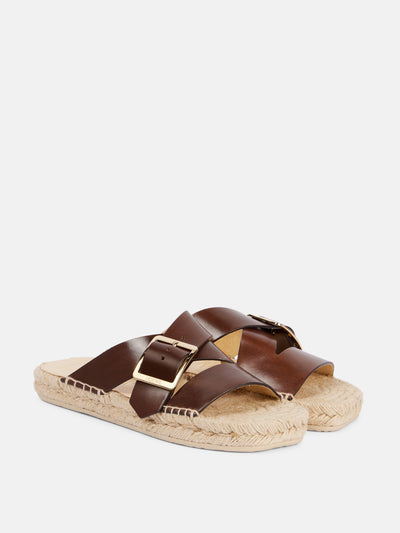 Loewe Paula's Ibiza Petal leather espadrilles at Collagerie