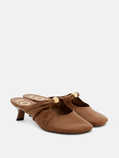 Loewe Pebble 45 leather mules at Collagerie
