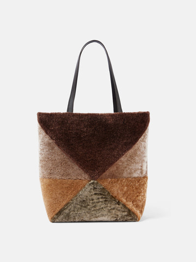 Loewe Puzzle Fold Large shearling tote bag at Collagerie