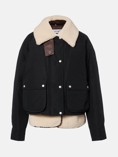 Loewe Shearling-trimmed cotton-blend jacket at Collagerie