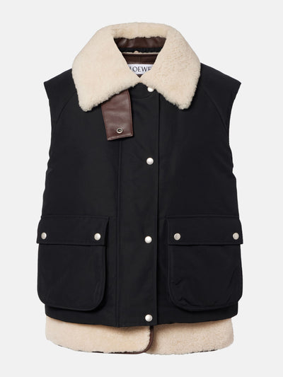 Loewe Shearling-trimmed cotton-blend vest at Collagerie