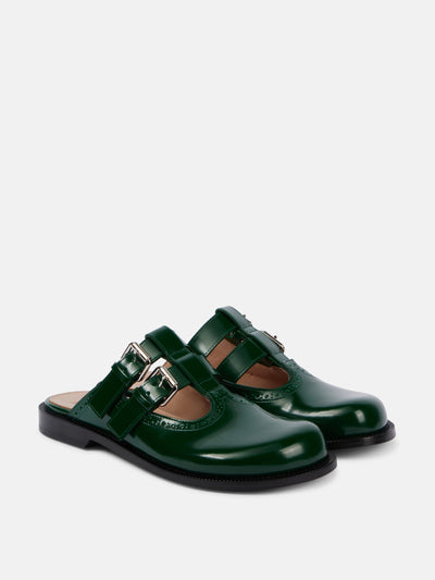 Loewe Campo brushed leather mules at Collagerie