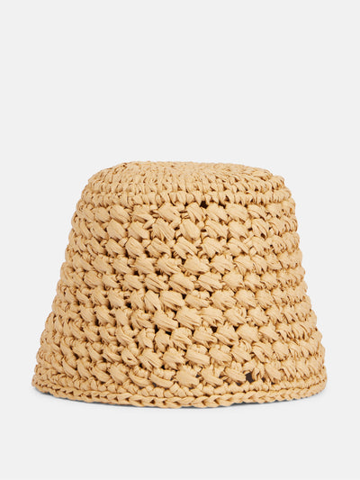 Loro Piana Jasmine raffia bucket hat at Collagerie