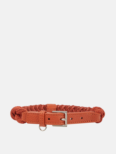 Loro Piana Leather and cashmere dog collar at Collagerie