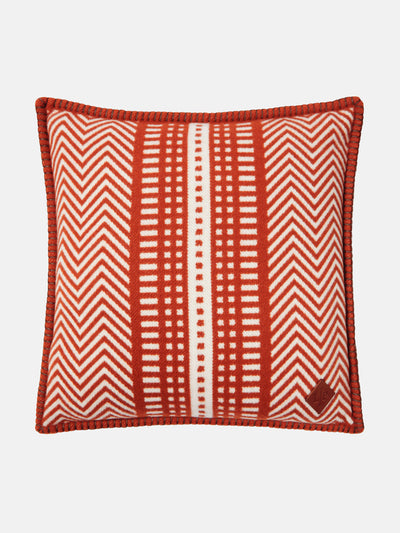 Loro Piana Orange and white patterned cushion at Collagerie