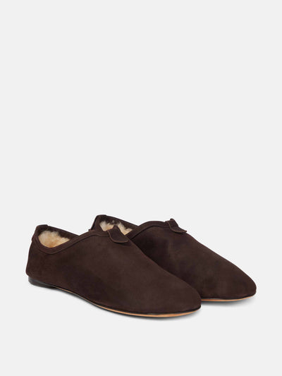 Loro Piana Floaty suede slip-on shoes at Collagerie