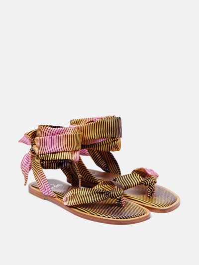 Christian Louboutin Nilo Du Désert striped crêpe satin sandals at Collagerie