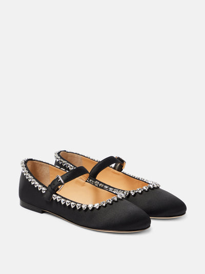 Mach & Mach Audrey embellished satin ballet flats at Collagerie