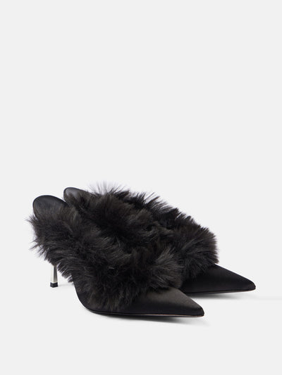 Magda Butrym Faux shearling leather mules at Collagerie