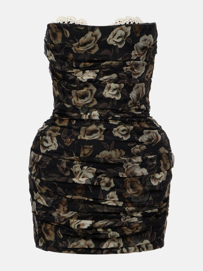 Magda Butrym Floral ruched silk minidress at Collagerie