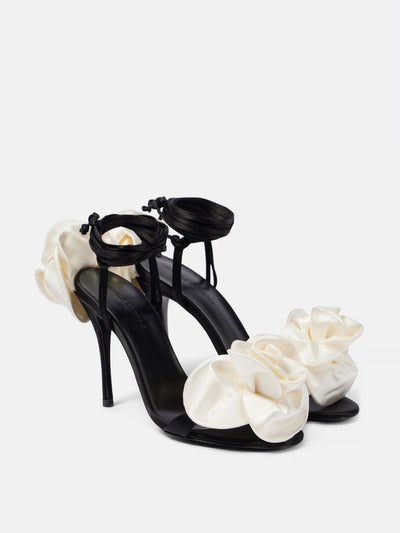 Magda Butrym 105 floral-appliqué satin sandals at Collagerie