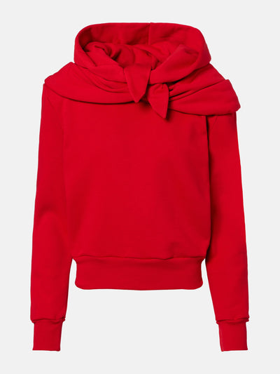 Magda Butrym Scarf-detail cotton-blend hoodie at Collagerie