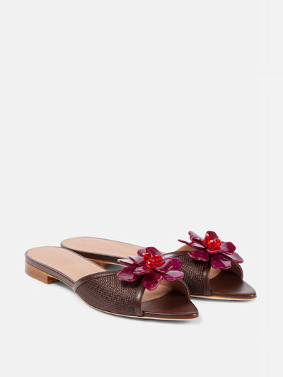 Malone Souliers Cyd crystal-embellished raffia slides at Collagerie
