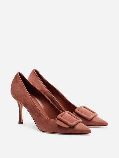 Manolo Blahnik Maysale 90 suede pumps at Collagerie