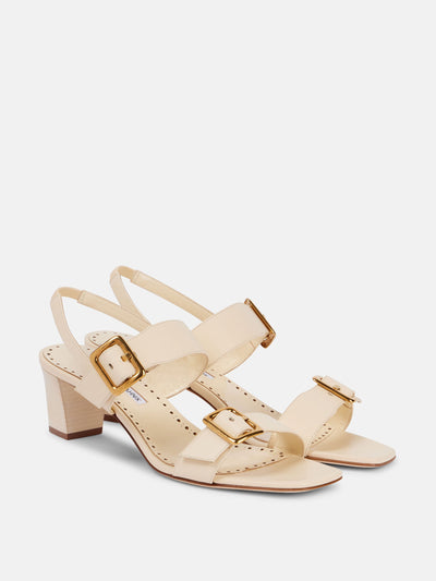 Manolo Blahnik Thalitsli 50 leather slingback sandals at Collagerie