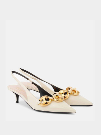 Gucci Marina patent leather slingback pumps at Collagerie