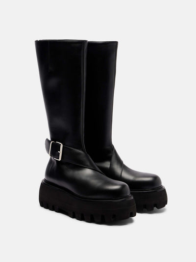 McQueen Leather knee-high boots at Collagerie