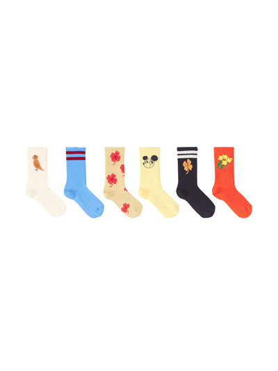 Mini Rodini Printed cotton-blend socks (set of 6) at Collagerie
