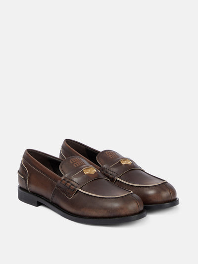 Miu Miu Embellished leather loafers at Collagerie